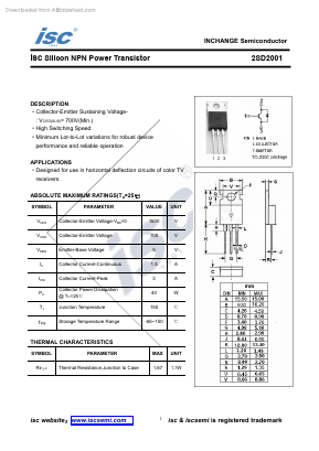 2SD2001 Datasheet PDF Inchange Semiconductor