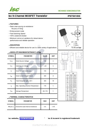 IPI075N15N3 Datasheet PDF Inchange Semiconductor