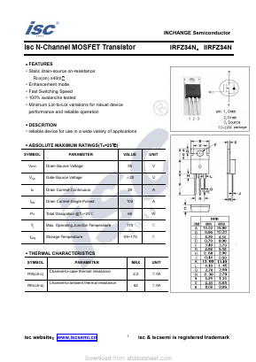 IRFZ34N Datasheet PDF Inchange Semiconductor