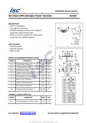 MJ4031 Datasheet PDF Inchange Semiconductor