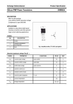 2SB824 Datasheet PDF Inchange Semiconductor