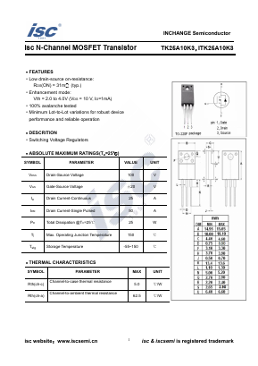 TK25A10K3 Datasheet PDF Inchange Semiconductor
