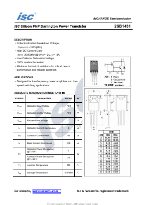 2SB1431 Datasheet PDF Inchange Semiconductor