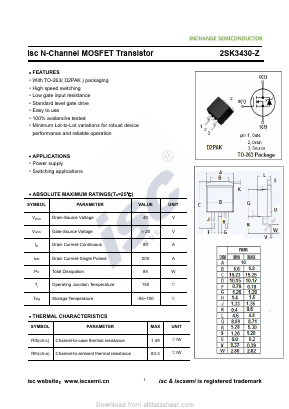 K3430-Z Datasheet PDF Inchange Semiconductor