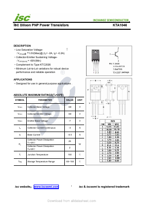 KTA1046 Datasheet PDF Inchange Semiconductor