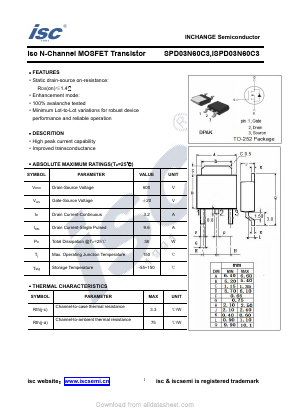 ISPD03N60C3 Datasheet PDF Inchange Semiconductor