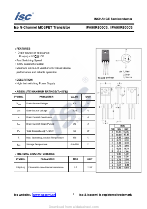 IIPA90R500C3 Datasheet PDF Inchange Semiconductor