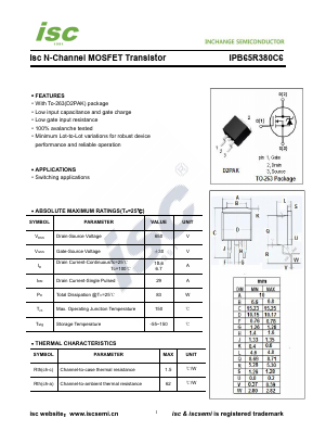 IPB65R380C6 Datasheet PDF Inchange Semiconductor