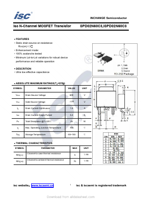 SPD02N60C3 Datasheet PDF Inchange Semiconductor