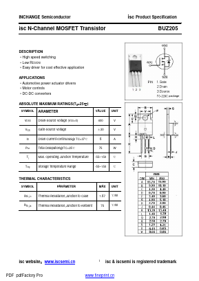 BUZ205 Datasheet PDF Inchange Semiconductor