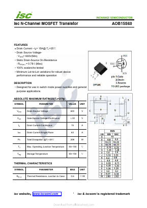 AOB15S60 Datasheet PDF Inchange Semiconductor
