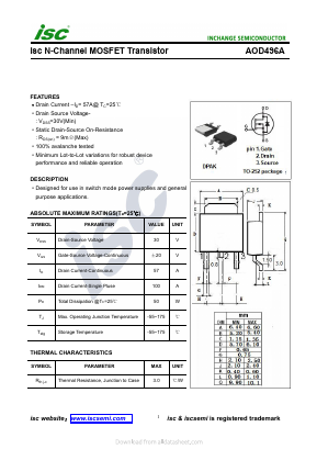 AOD496A Datasheet PDF Inchange Semiconductor