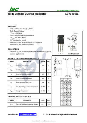 AOK20S60L Datasheet PDF Inchange Semiconductor