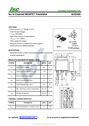AOD450 Datasheet PDF Inchange Semiconductor