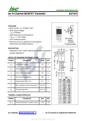 AOT474 Datasheet PDF Inchange Semiconductor