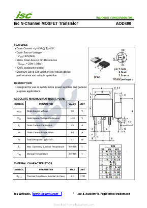 AOD480 Datasheet PDF Inchange Semiconductor