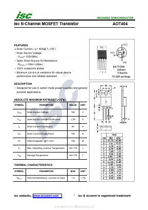 AOT404 Datasheet PDF Inchange Semiconductor