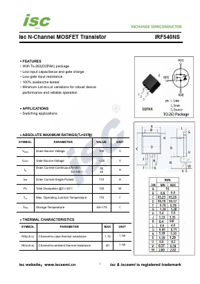 IRF540NS Datasheet PDF Inchange Semiconductor