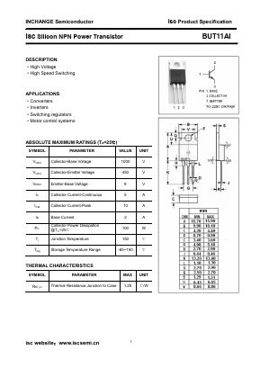 BUT11AI Datasheet PDF Inchange Semiconductor