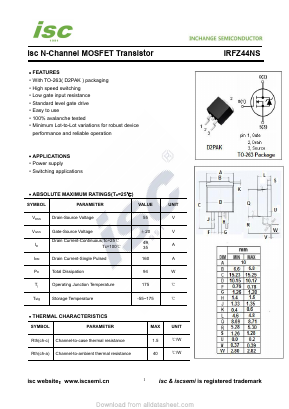 IRFZ44NS Datasheet PDF Inchange Semiconductor