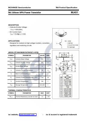 MJ431 Datasheet PDF Inchange Semiconductor