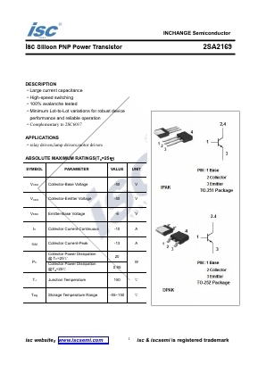 2SA2169 Datasheet PDF Inchange Semiconductor