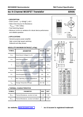 60N06 Datasheet PDF Inchange Semiconductor