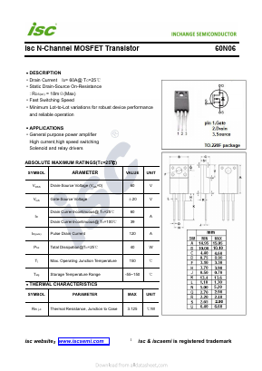 60N06 Datasheet PDF Inchange Semiconductor
