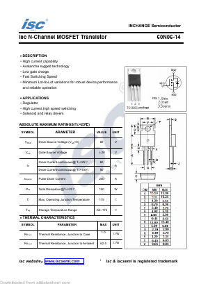 60N06-14 Datasheet PDF Inchange Semiconductor