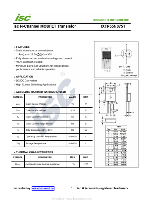 IXTP55N075T Datasheet PDF Inchange Semiconductor