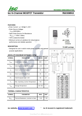 R6030MNX Datasheet PDF Inchange Semiconductor