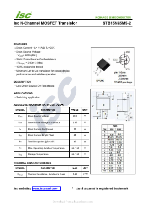 STB15N65M5-2 Datasheet PDF Inchange Semiconductor