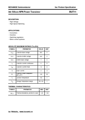 BUT11 Datasheet PDF Inchange Semiconductor