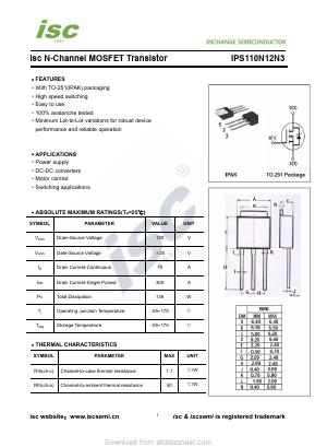 IPS110N12N3 Datasheet PDF Inchange Semiconductor