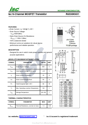 R6530KNX1 Datasheet PDF Inchange Semiconductor