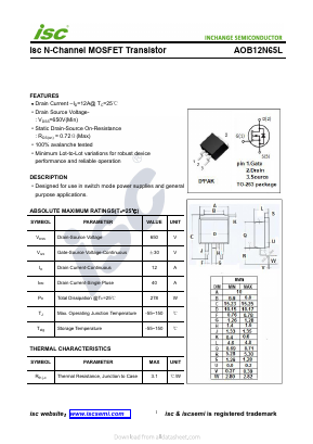 AOB12N65L Datasheet PDF Inchange Semiconductor