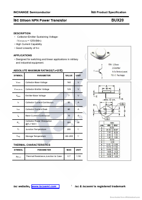 BUX20 Datasheet PDF Inchange Semiconductor