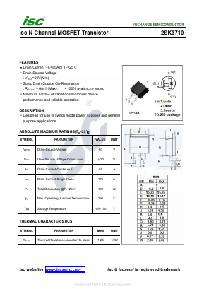 2SK3710 Datasheet PDF Inchange Semiconductor
