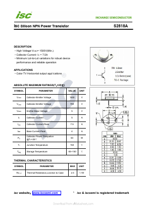 S2818A Datasheet PDF Inchange Semiconductor