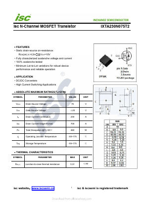 IXTA230N075T2 Datasheet PDF Inchange Semiconductor