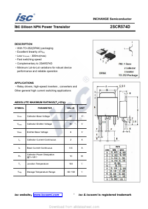2SCR574D Datasheet PDF Inchange Semiconductor
