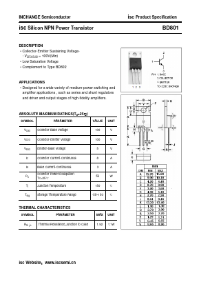 BD801 Datasheet PDF Inchange Semiconductor