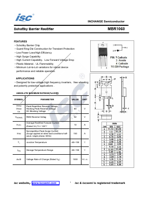 MBR1060 Datasheet PDF Inchange Semiconductor