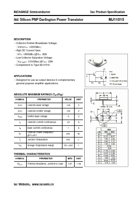 MJ11015 Datasheet PDF Inchange Semiconductor