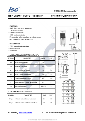 SPP80P06P Datasheet PDF Inchange Semiconductor