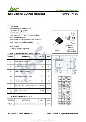 SIHFS11N50A Datasheet PDF Inchange Semiconductor