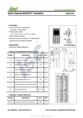 2SK4115 Datasheet PDF Inchange Semiconductor