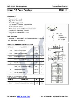 MJ21195 Datasheet PDF Inchange Semiconductor