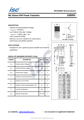 2SB899 Datasheet PDF Inchange Semiconductor