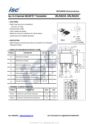 IRLR8259 Datasheet PDF Inchange Semiconductor